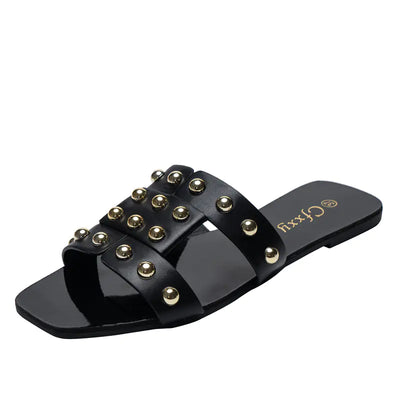 Fashion Rivet Flat Sandals for Women’s Casual Wear