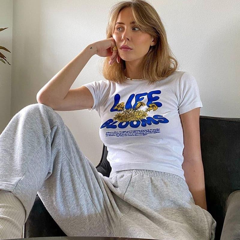 Indie Retro Printed 'Life Blooms' Floral Tee - ItemBear.com