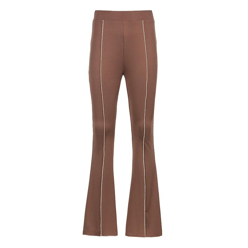 ins fashion street style women's clothing new anti-car line high waist show figure flared pants women - ItemBear.com