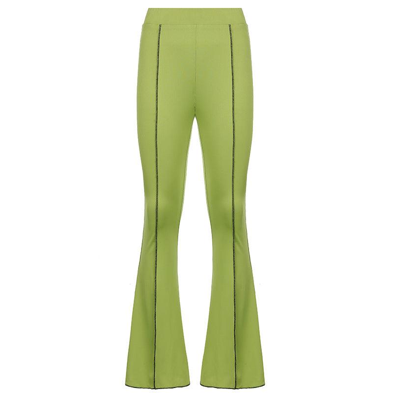 ins fashion street style women's clothing new anti-car line high waist show figure flared pants women - ItemBear.com