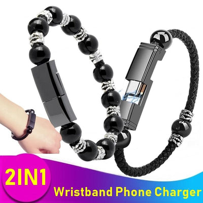 Leather Portable USB Type C and Micro Bracelet Phone Charger - ItemBear.com