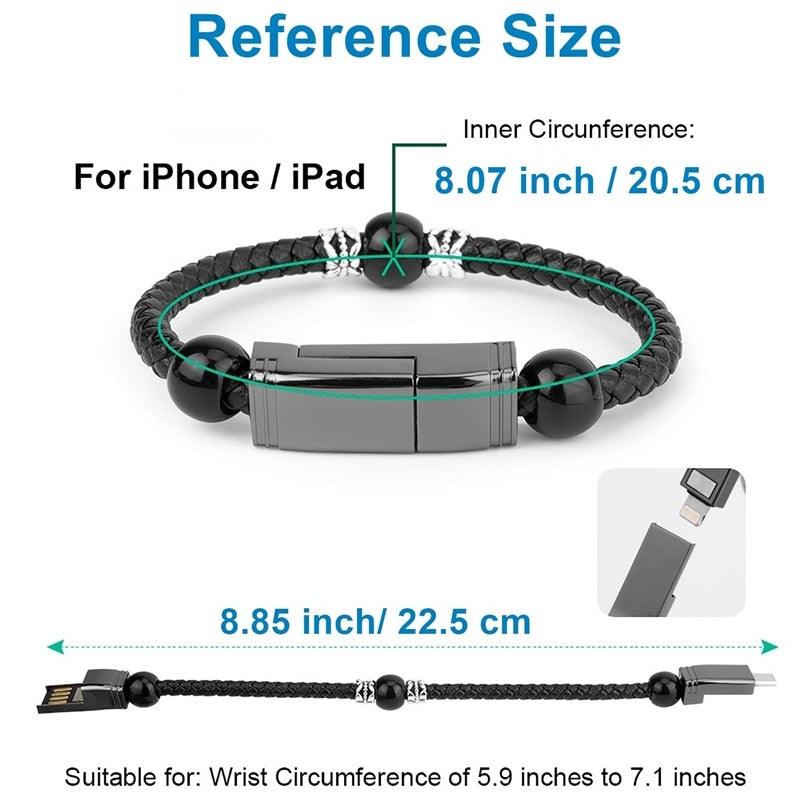 Leather Portable USB Type C and Micro Bracelet Phone Charger - ItemBear.com