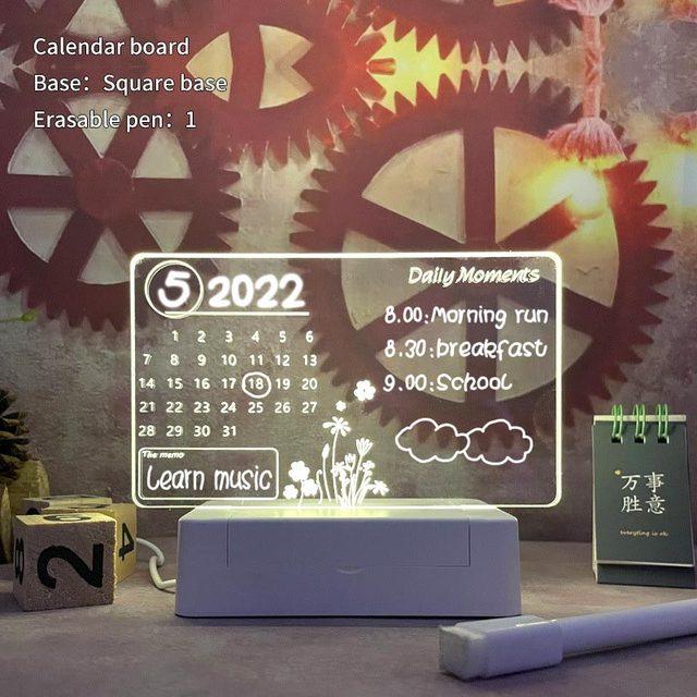 LED Note Board Light With Pen USB Message Board Night Light Creative Acrylic White Lamp For Bedroom Children Girls Friend Gifts - ItemBear.com