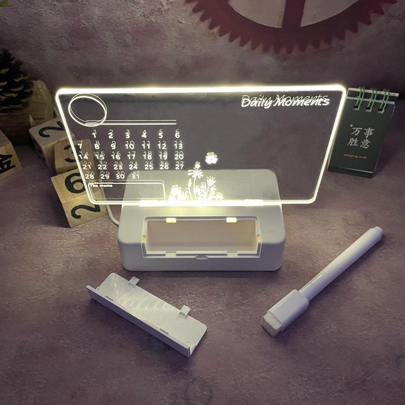 LED Note Board Light With Pen USB Message Board Night Light Creative Acrylic White Lamp For Bedroom Children Girls Friend Gifts - ItemBear.com