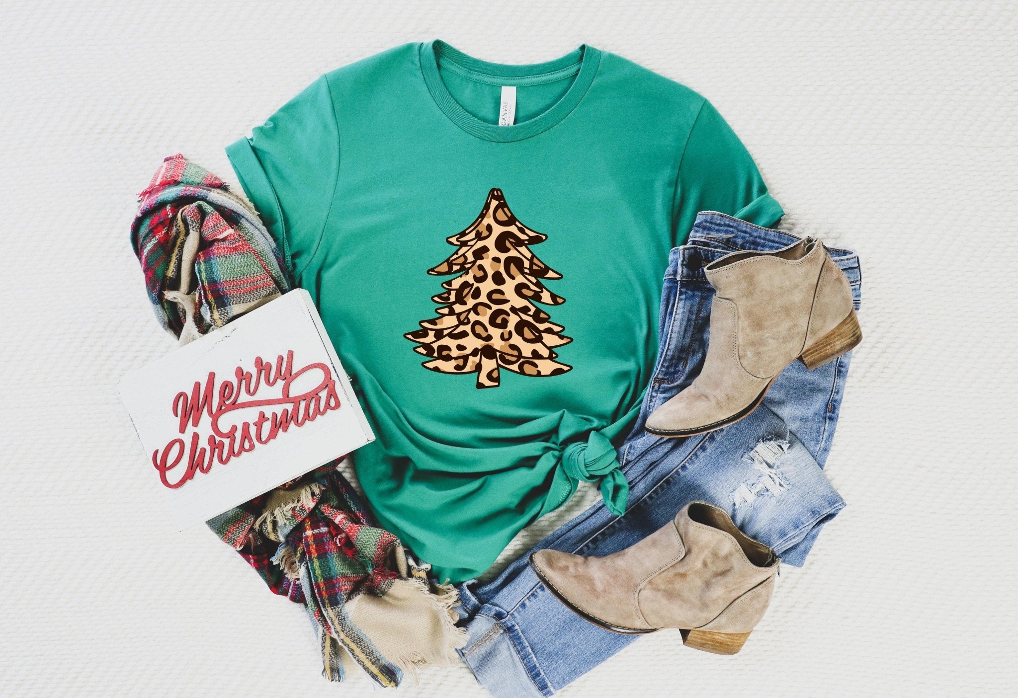 Leopard Christmas Tree Shirt, Christmas Shirts - ItemBear.com
