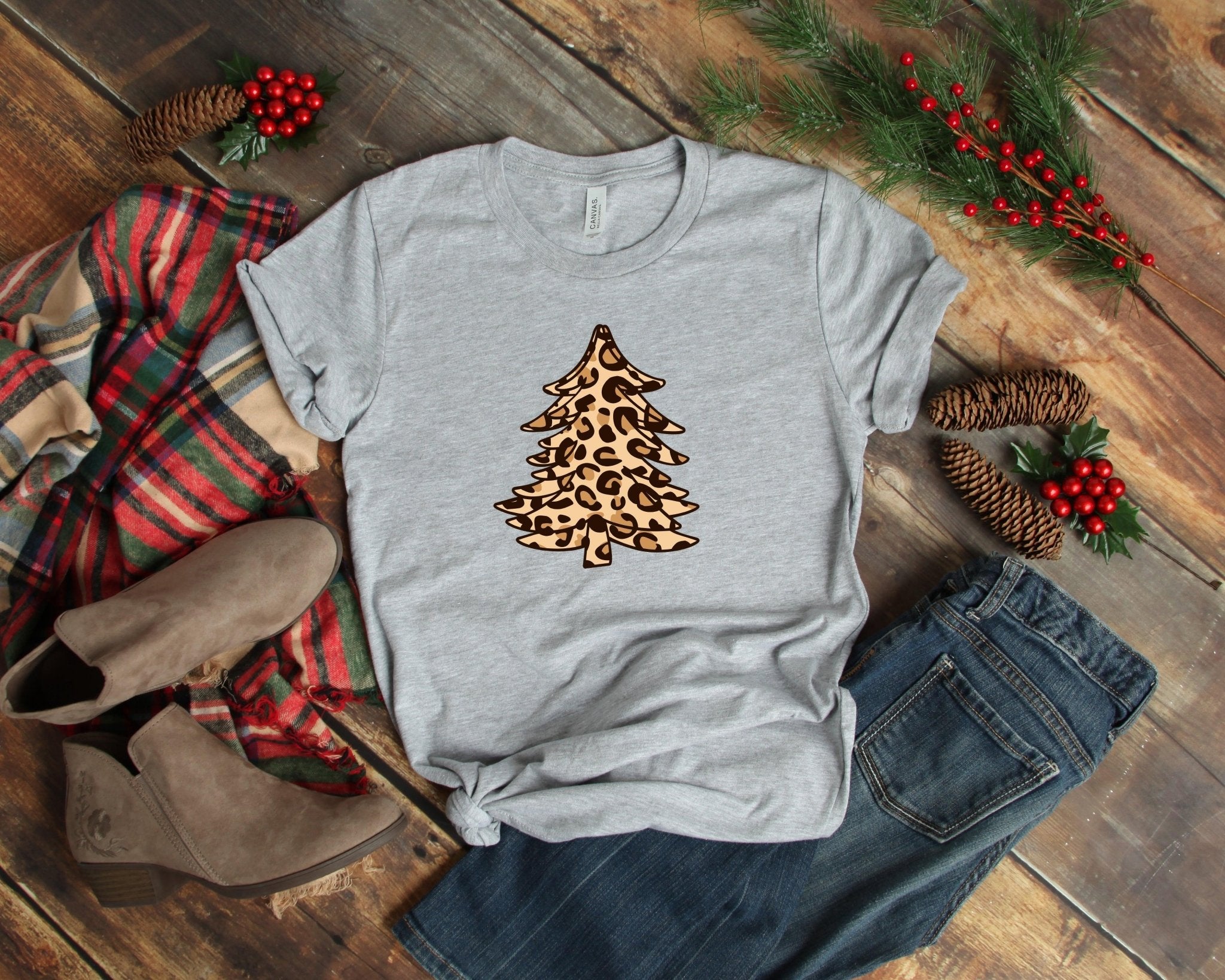 Leopard Christmas Tree Shirt, Christmas Shirts - ItemBear.com