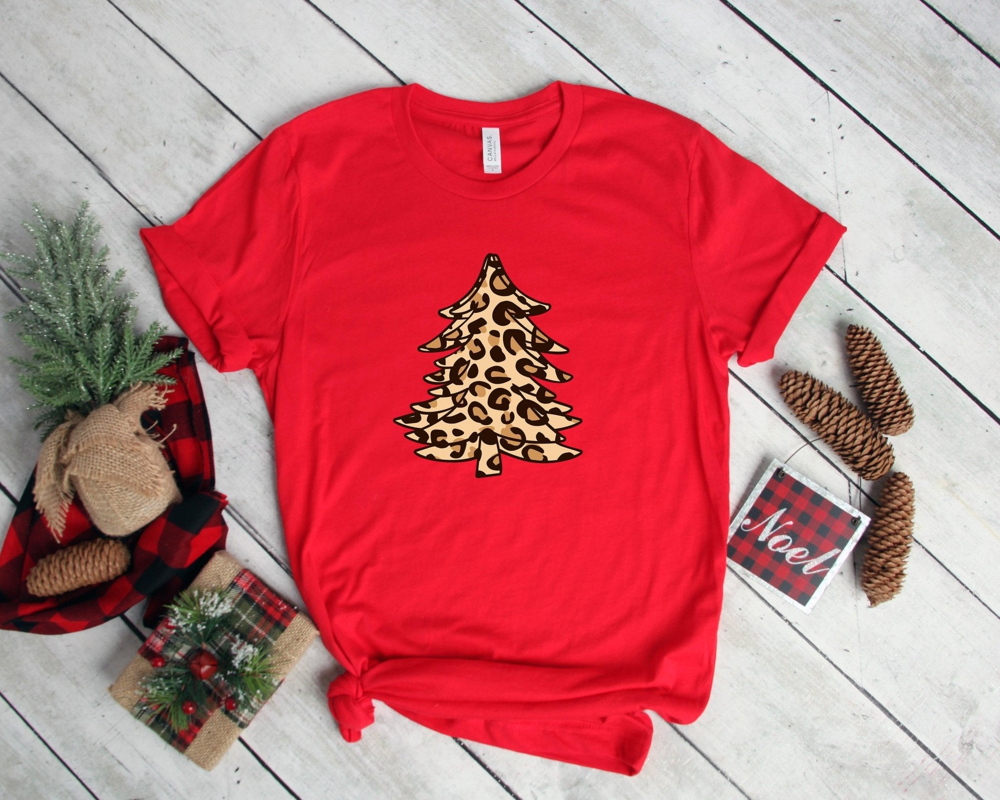 Leopard Christmas Tree Shirt, Christmas Shirts - ItemBear.com