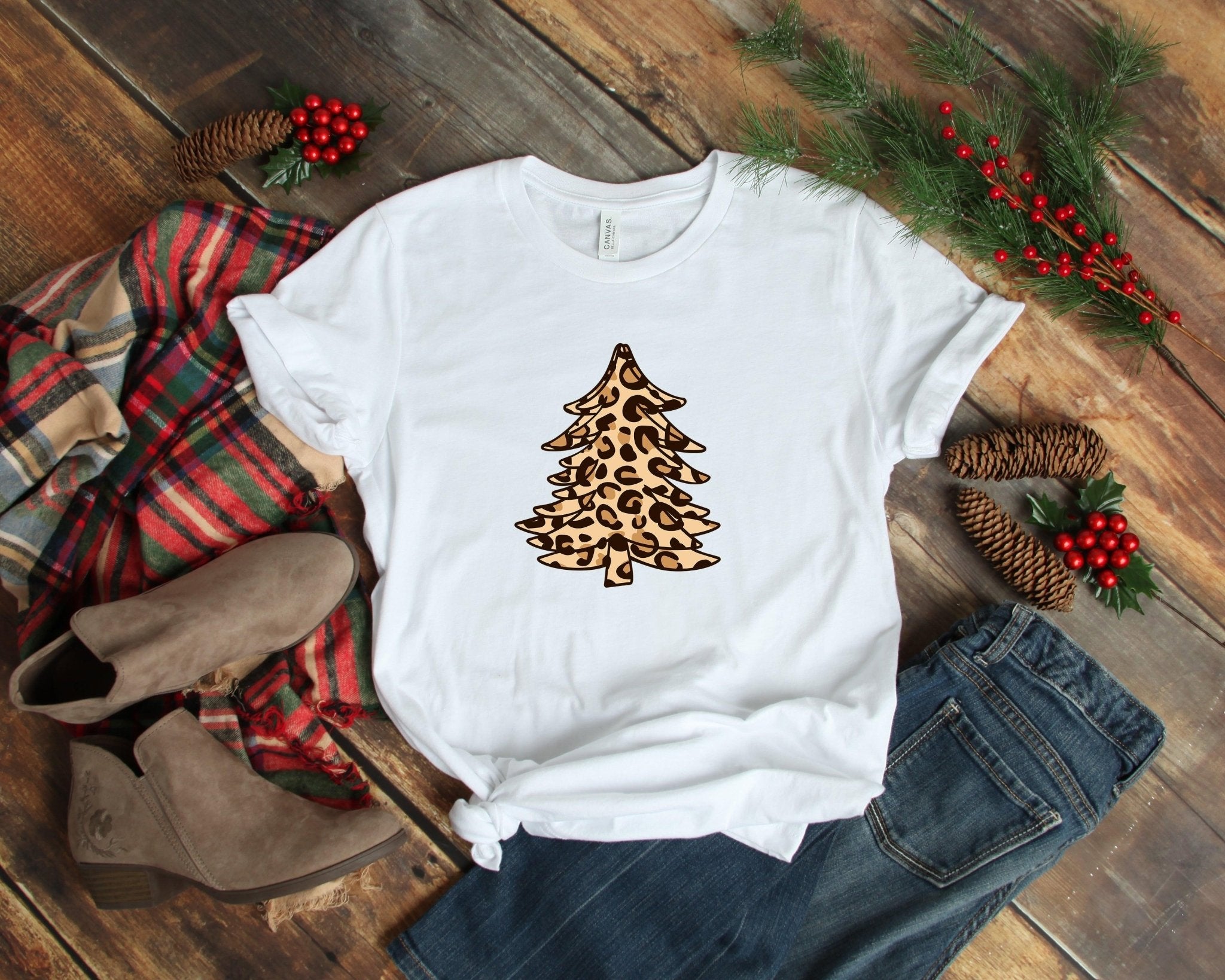 Leopard Christmas Tree Shirt, Christmas Shirts - ItemBear.com