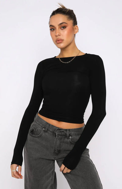 Long Sleeve Top Black - ItemBear.com