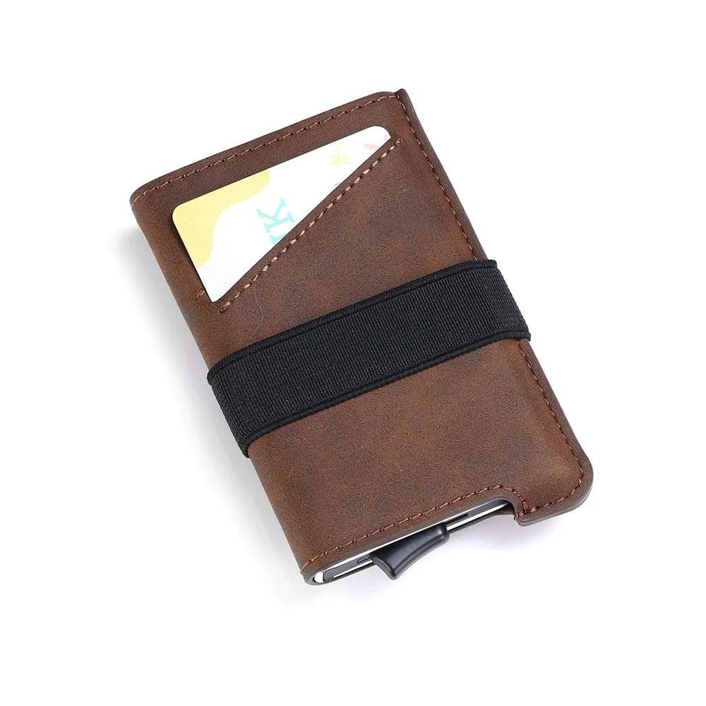 Luxury Brand Aluminum Business ID Bank Cardholder Mini PU leather RFID Blocking Wallet Men Women Credit Card Holders - ItemBear.com