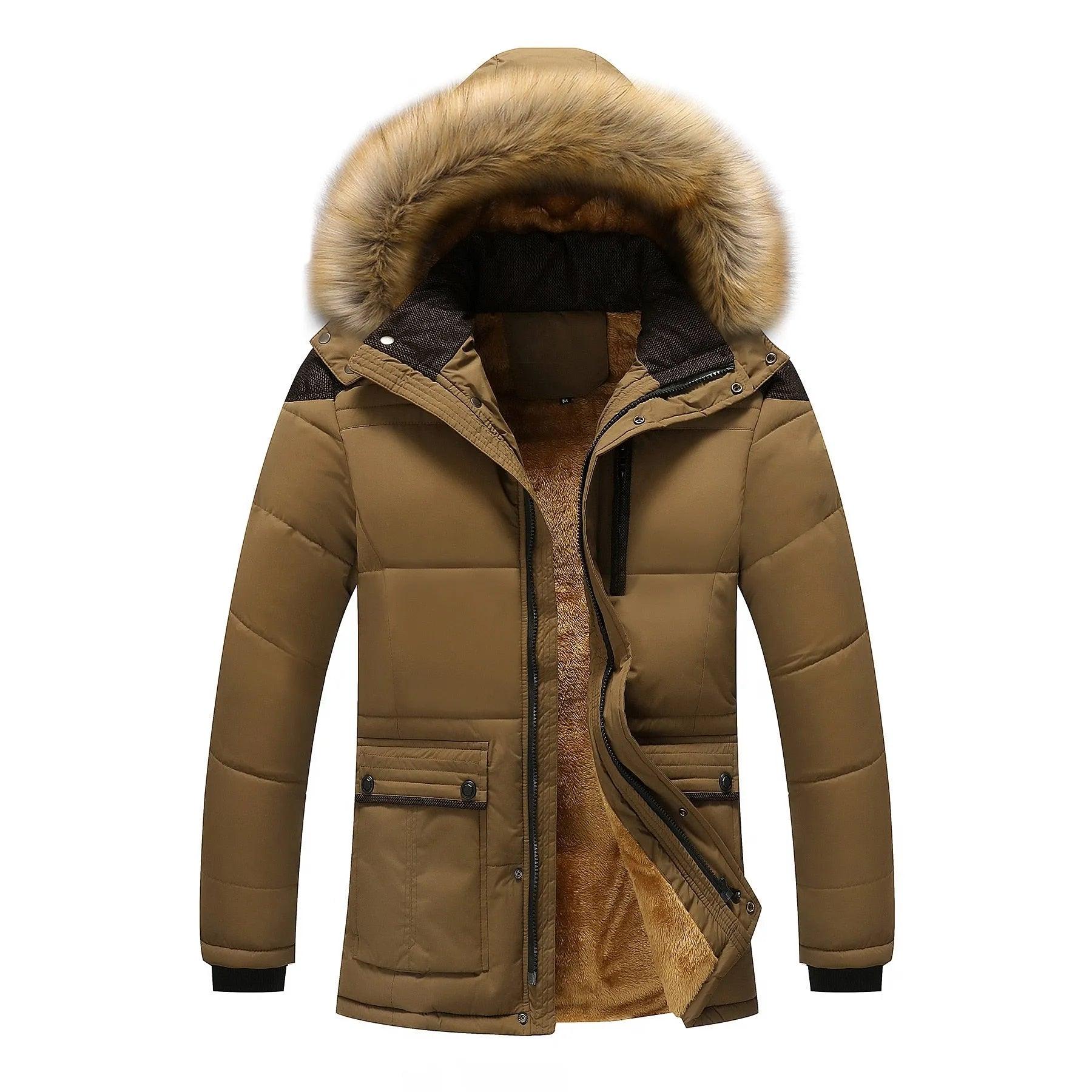 M-5XL Fur Collar Hooded Men Winter Jacket 2023 New Fashion Warm Wool Liner Man Jacket and Coat Windproof Male Parkas casaco - ItemBear.com