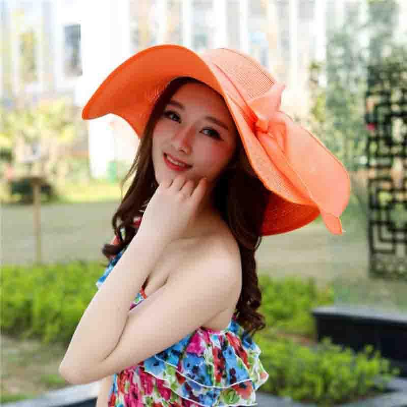 Manufacturers sell big brim hat shade straw hat female summer foldable sunscreen sun hat travel seaside vacation beach hat - ItemBear.com