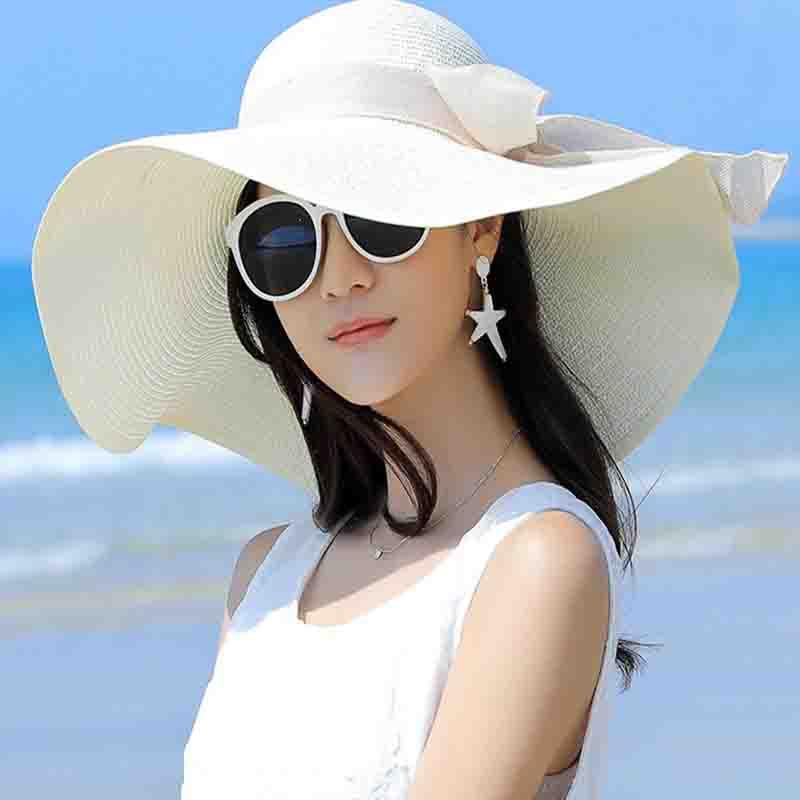 Manufacturers sell big brim hat shade straw hat female summer foldable sunscreen sun hat travel seaside vacation beach hat - ItemBear.com