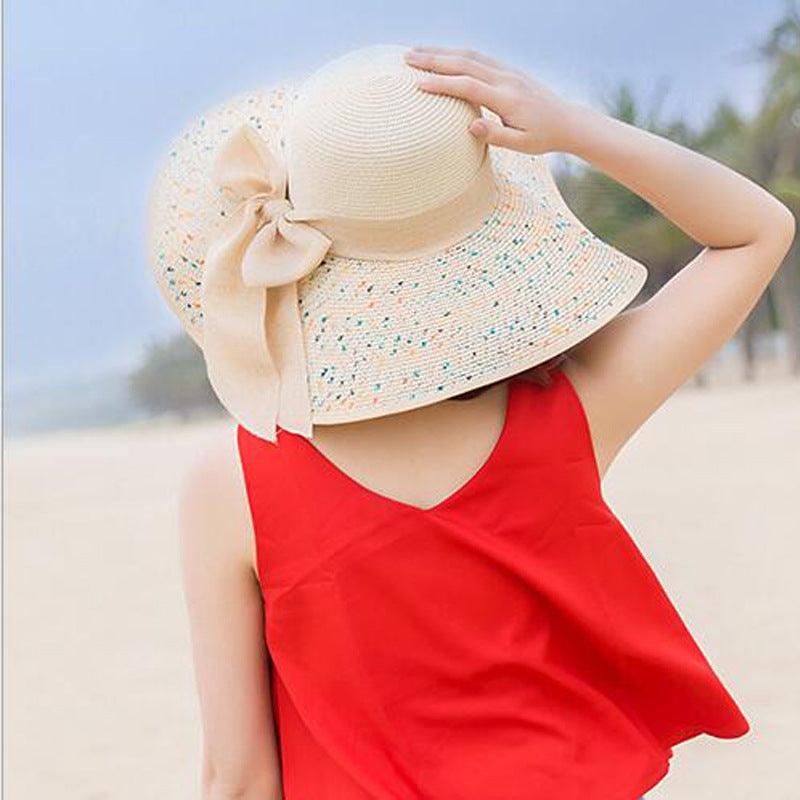 Manufacturers sell big brim hat shade straw hat female summer foldable sunscreen sun hat travel seaside vacation beach hat - ItemBear.com