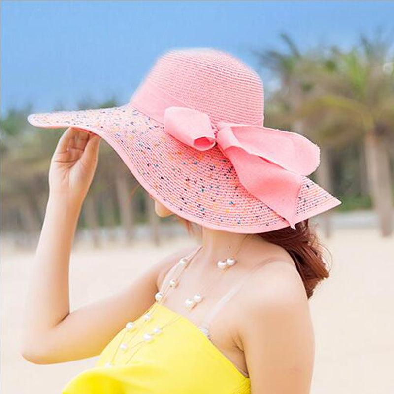 Manufacturers sell big brim hat shade straw hat female summer foldable sunscreen sun hat travel seaside vacation beach hat - ItemBear.com