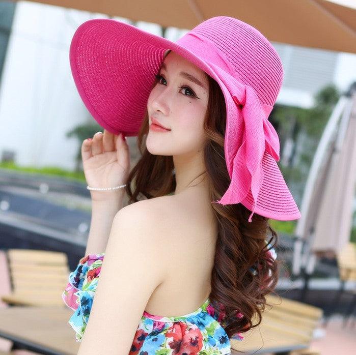 Manufacturers sell big brim hat shade straw hat female summer foldable sunscreen sun hat travel seaside vacation beach hat - ItemBear.com