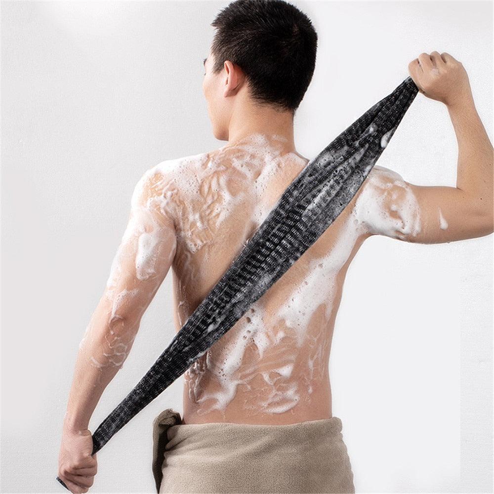 Men Bath Shower Towel Long Strip Back Scrub Rubbing Rub Sponge Washer Gray Dead Skin Remove Tool Friendly Artifact Home Gadgets - ItemBear.com