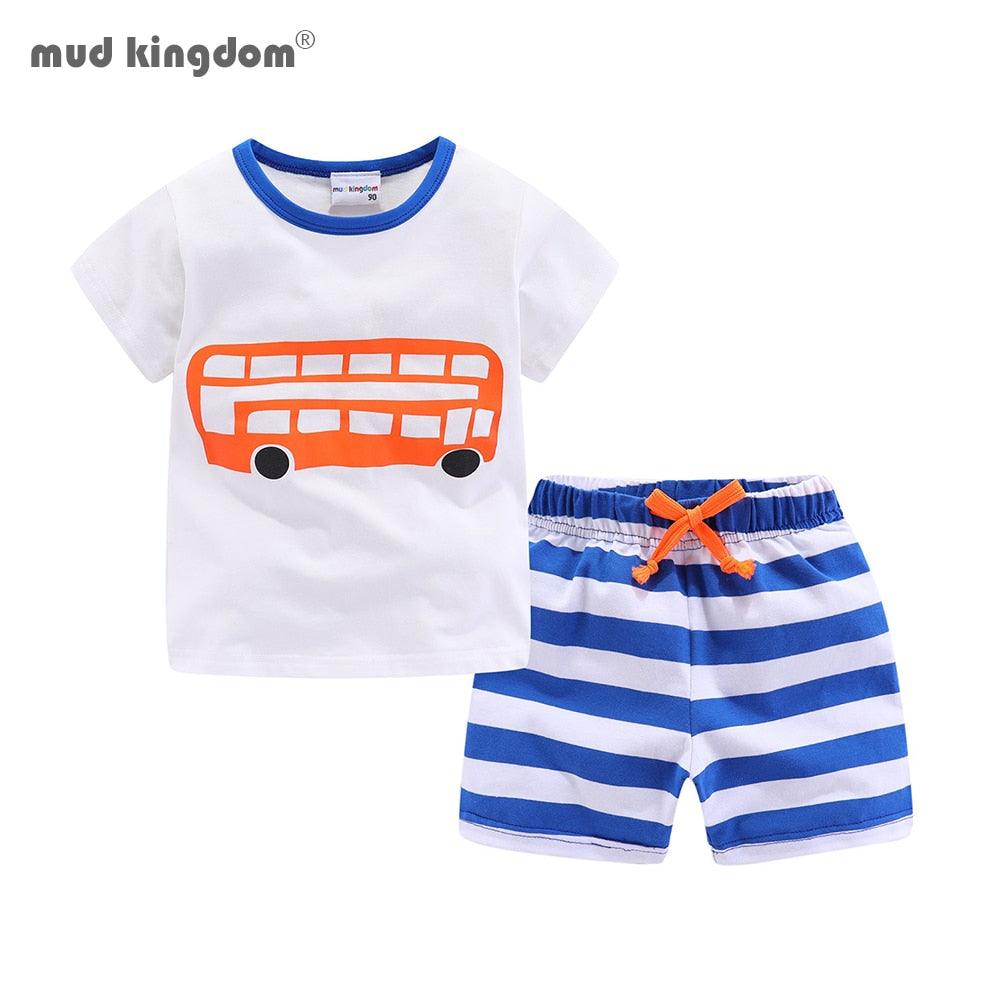 Mudkingdom Summer Toddler Boy Outfits Drawstring Short Set Cute Boys Clothes Set Stripe Kids Clothing Beach Holiday Clothes - ItemBear.com