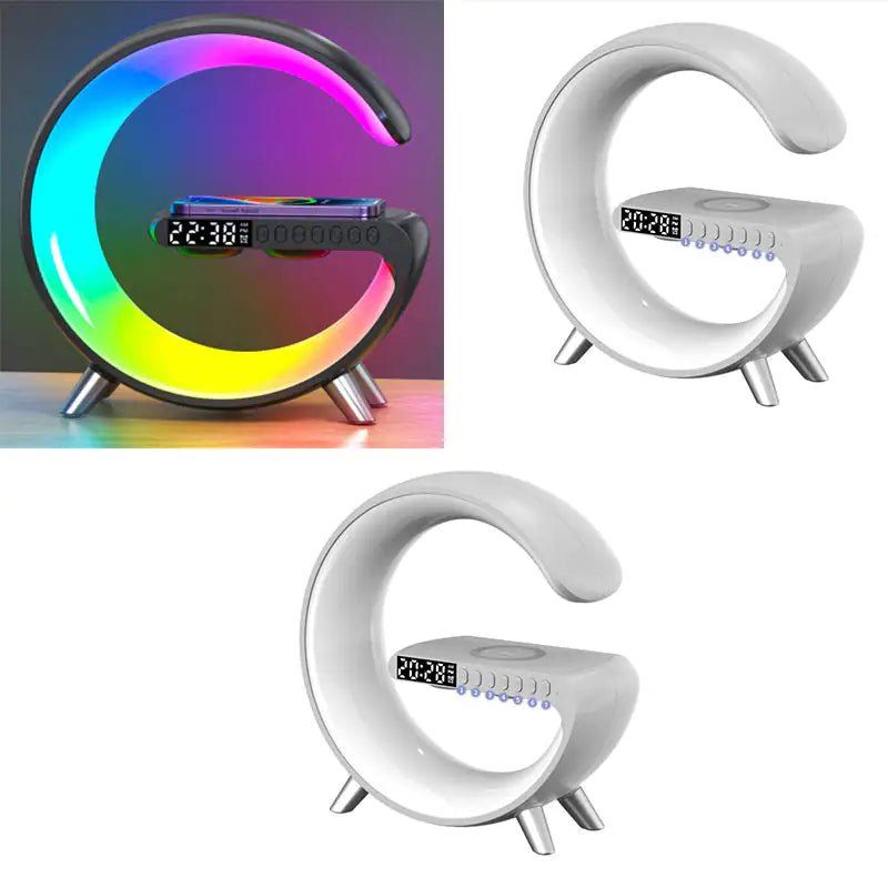 New Intelligent G Shaped LED Lamp Bluetooth Speake Wireless Charger Atmosphere Lamp App Control For Bedroom Home Decor - ItemBear.com