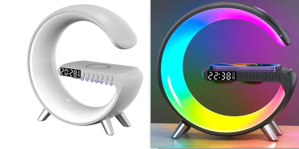 New Intelligent G Shaped LED Lamp Bluetooth Speake Wireless Charger Atmosphere Lamp App Control For Bedroom Home Decor - ItemBear.com