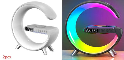 New Intelligent G Shaped LED Lamp Bluetooth Speake Wireless Charger Atmosphere Lamp App Control For Bedroom Home Decor - ItemBear.com
