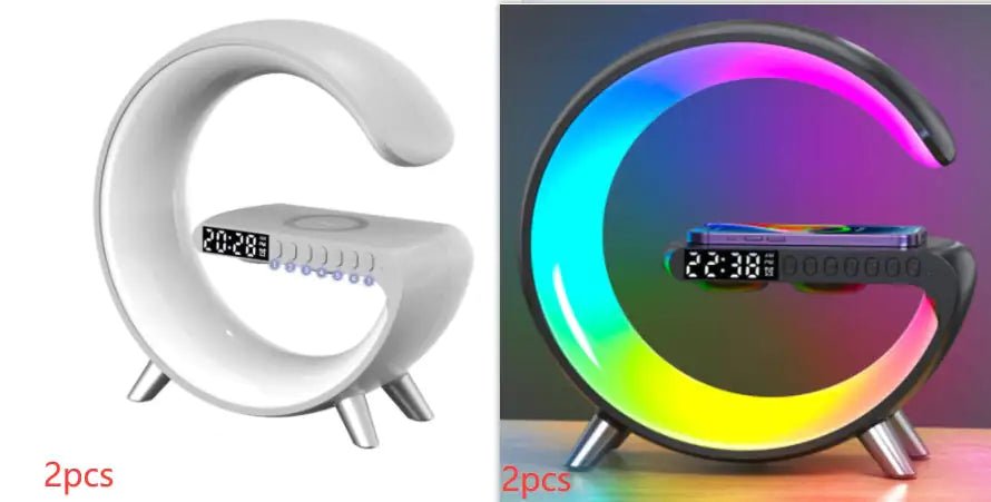 New Intelligent G Shaped LED Lamp Bluetooth Speake Wireless Charger Atmosphere Lamp App Control For Bedroom Home Decor - ItemBear.com