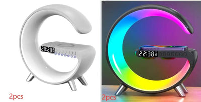 New Intelligent G Shaped LED Lamp Bluetooth Speake Wireless Charger Atmosphere Lamp App Control For Bedroom Home Decor - ItemBear.com