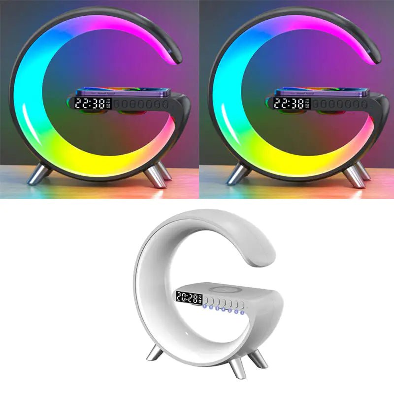 New Intelligent G Shaped LED Lamp Bluetooth Speake Wireless Charger Atmosphere Lamp App Control For Bedroom Home Decor - ItemBear.com