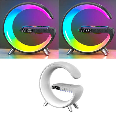 New Intelligent G Shaped LED Lamp Bluetooth Speake Wireless Charger Atmosphere Lamp App Control For Bedroom Home Decor - ItemBear.com