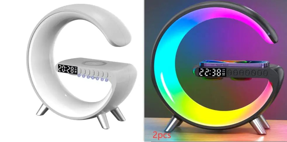 New Intelligent G Shaped LED Lamp Bluetooth Speake Wireless Charger Atmosphere Lamp App Control For Bedroom Home Decor - ItemBear.com