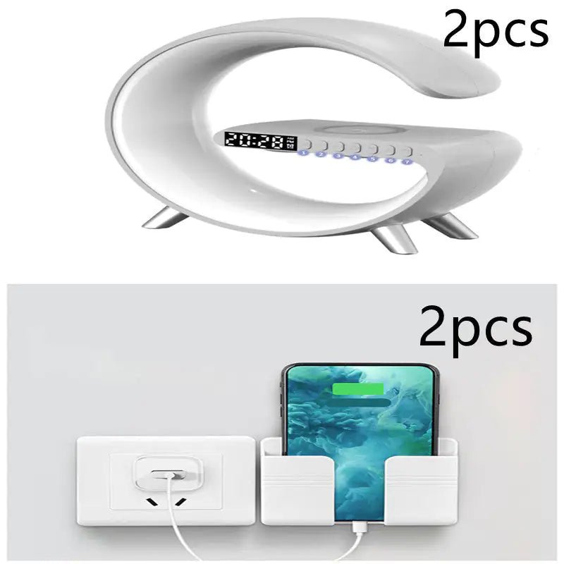 New Intelligent G Shaped LED Lamp Bluetooth Speake Wireless Charger Atmosphere Lamp App Control For Bedroom Home Decor - ItemBear.com