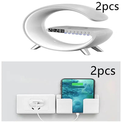 New Intelligent G Shaped LED Lamp Bluetooth Speake Wireless Charger Atmosphere Lamp App Control For Bedroom Home Decor - ItemBear.com