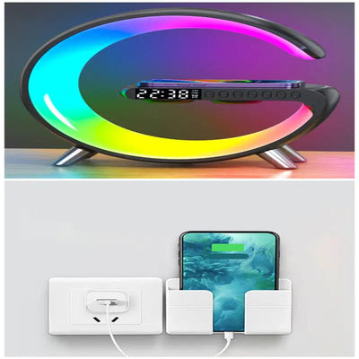 New Intelligent G Shaped LED Lamp Bluetooth Speake Wireless Charger Atmosphere Lamp App Control For Bedroom Home Decor - ItemBear.com