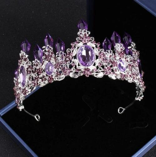 Noble Purple Crystal Bridal Jewelry Sets Necklaces Earrings Crown - ItemBear.com