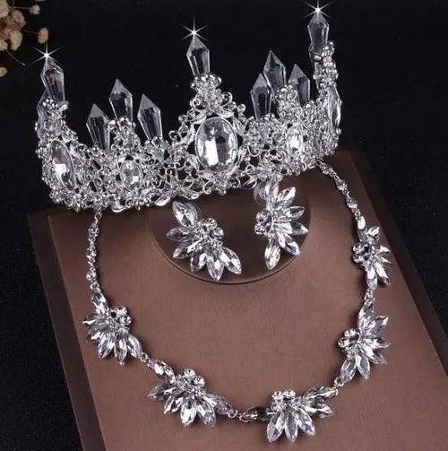 Noble Purple Crystal Bridal Jewelry Sets Necklaces Earrings Crown - ItemBear.com