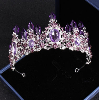 Noble Purple Crystal Bridal Jewelry Sets Necklaces Earrings Crown - ItemBear.com