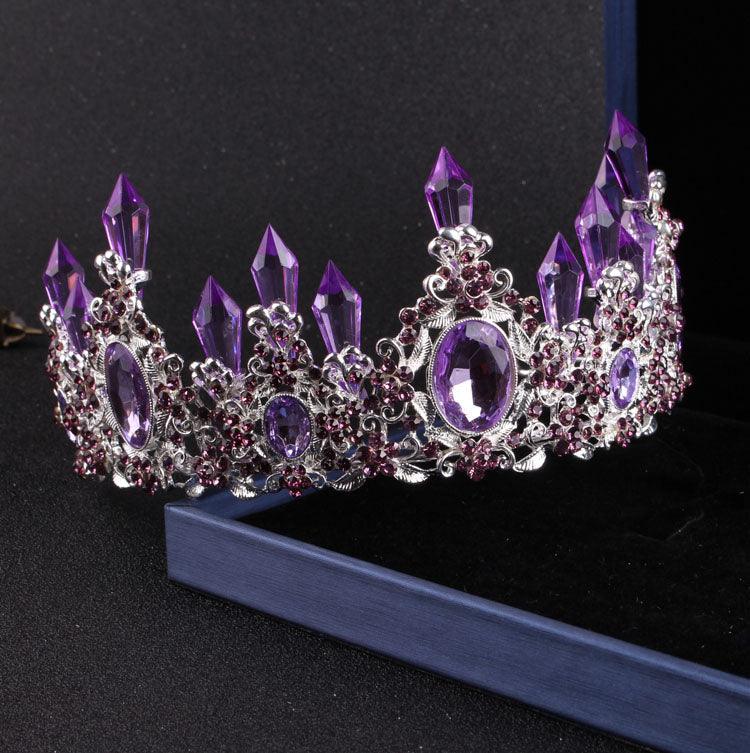 Noble Purple Crystal Bridal Jewelry Sets Necklaces Earrings Crown - ItemBear.com