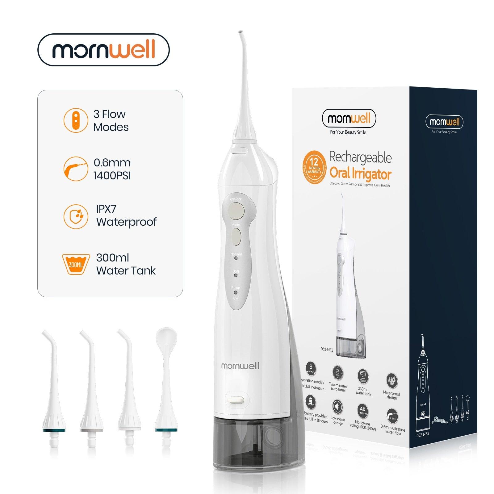 Oral Irrigator USB Rechargeable Water Flosser Portable Dental Water Jet 300ML Water Tank Waterproof Teeth Cleaner - ItemBear.com