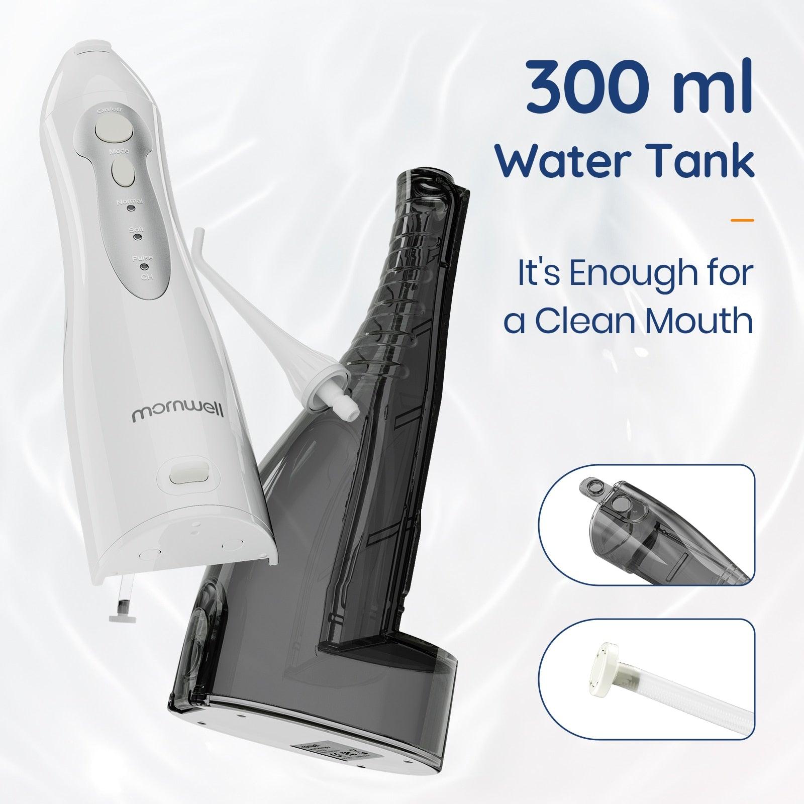 Oral Irrigator USB Rechargeable Water Flosser Portable Dental Water Jet 300ML Water Tank Waterproof Teeth Cleaner - ItemBear.com
