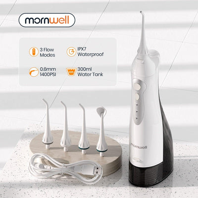 Oral Irrigator USB Rechargeable Water Flosser Portable Dental Water Jet 300ML Water Tank Waterproof Teeth Cleaner - ItemBear.com