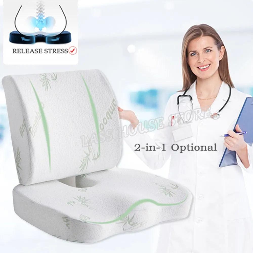 Orthopedics Hemorrhoids Seat Cushion Memory Foam Car Rebound Cushion Office Chair Lumbar Support Pain Relief Breathable Pillow - ItemBear.com