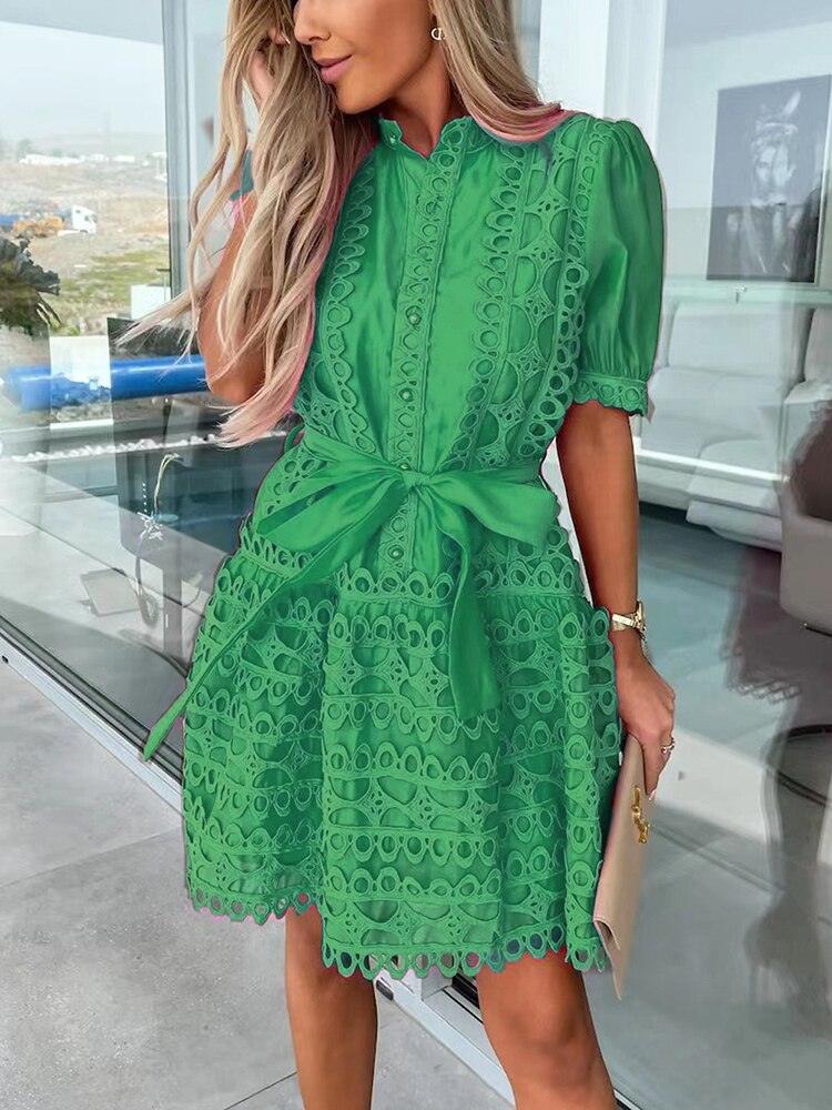 Patchwork Lace Elegant Mini Dress - ItemBear.com
