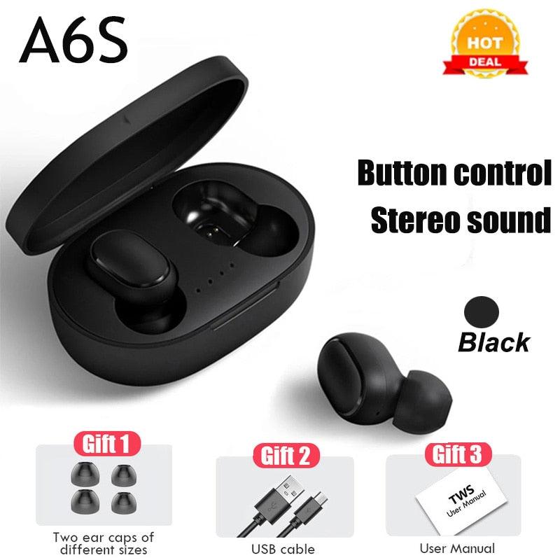 PJD A6S Plus TWS Wireless Bluetooth Headsets Earphones Stereo Headphones Sport Noise Cancelling Mini Earbuds for All Smart Phone - ItemBear.com