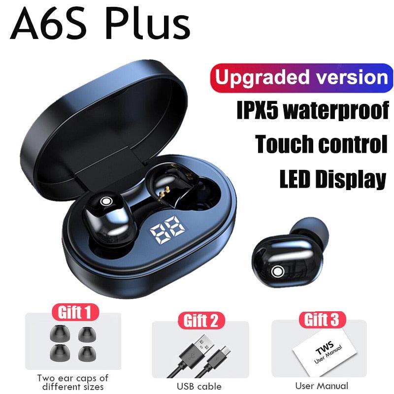 PJD A6S Plus TWS Wireless Bluetooth Headsets Earphones Stereo Headphones Sport Noise Cancelling Mini Earbuds for All Smart Phone - ItemBear.com