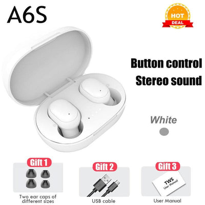 PJD A6S Plus TWS Wireless Bluetooth Headsets Earphones Stereo Headphones Sport Noise Cancelling Mini Earbuds for All Smart Phone - ItemBear.com