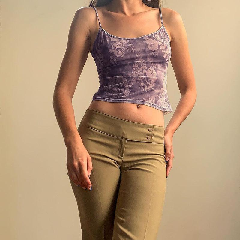 purple inner strapless backless European and American sexy slim type can be worn externally sling type sleeveless printing sling 215006 - ItemBear.com