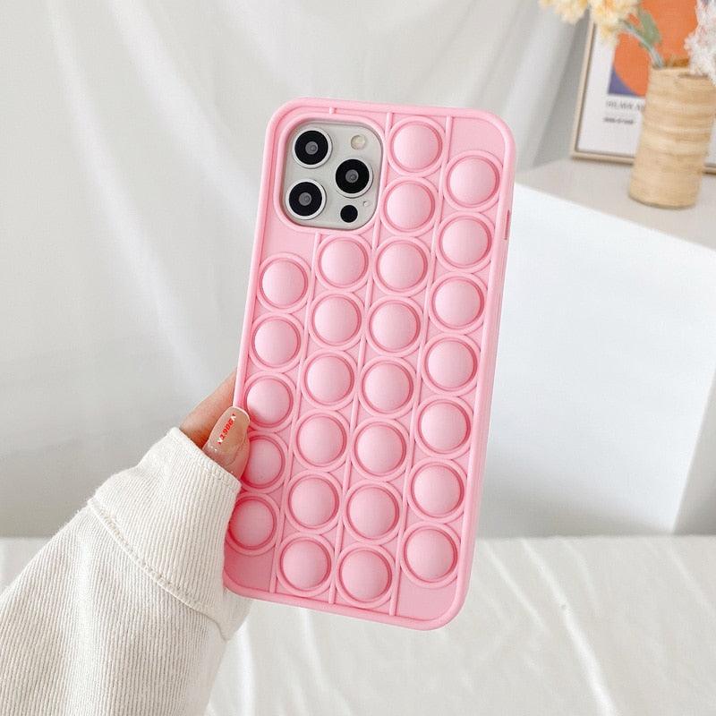 Relive Stress Phone Case For Iphone X XR XS 12 11 Pro Max 6 6s 7 8 Plus Pop Fidget Toys Push Bubble Soft Silicone Phone Case - ItemBear.com