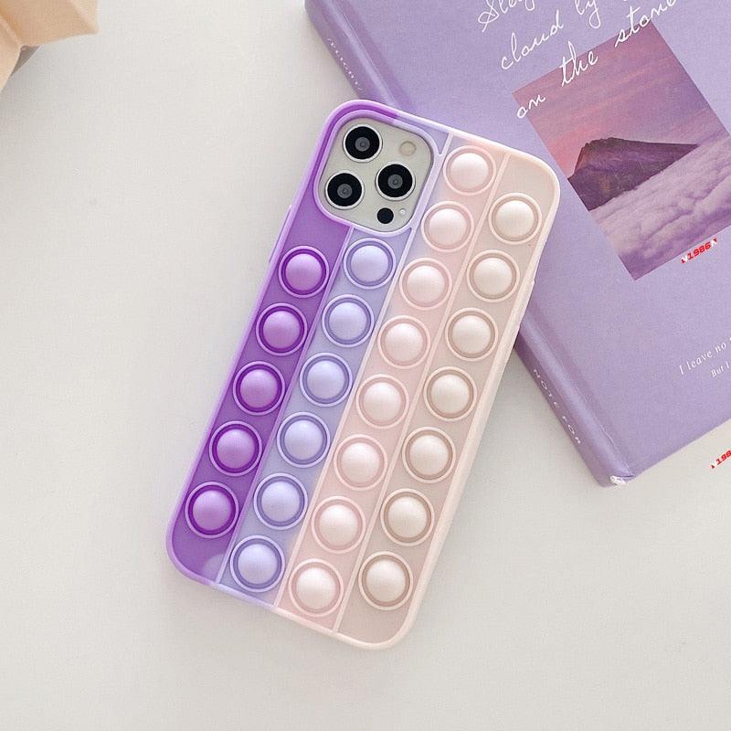 Relive Stress Phone Case For Iphone X XR XS 12 11 Pro Max 6 6s 7 8 Plus Pop Fidget Toys Push Bubble Soft Silicone Phone Case - ItemBear.com