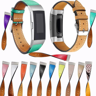 Replacement Fitbit Charge 3 Bands Leather Straps Band Interchangeable Smart Fitness Watch Bands With Stainless Frame for Charge3 - ItemBear.com