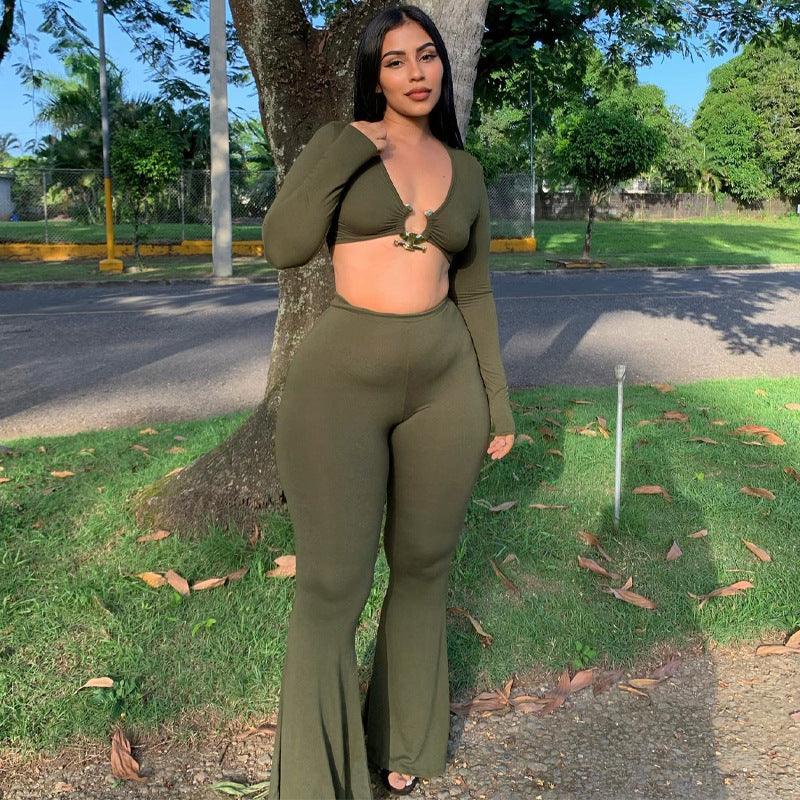 Ribbed Flare Pants Set - ItemBear.com